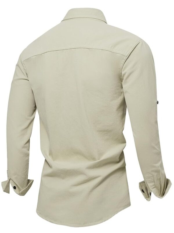 FREDD MARSHALL Men's Button Down Zipper Trim Shirt with Pockets - Image 2